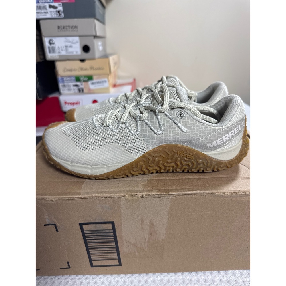 Merrell Trail Glove 7 Women 7.5 Moonbeam Beige Barefoot Trail Runner NWOB